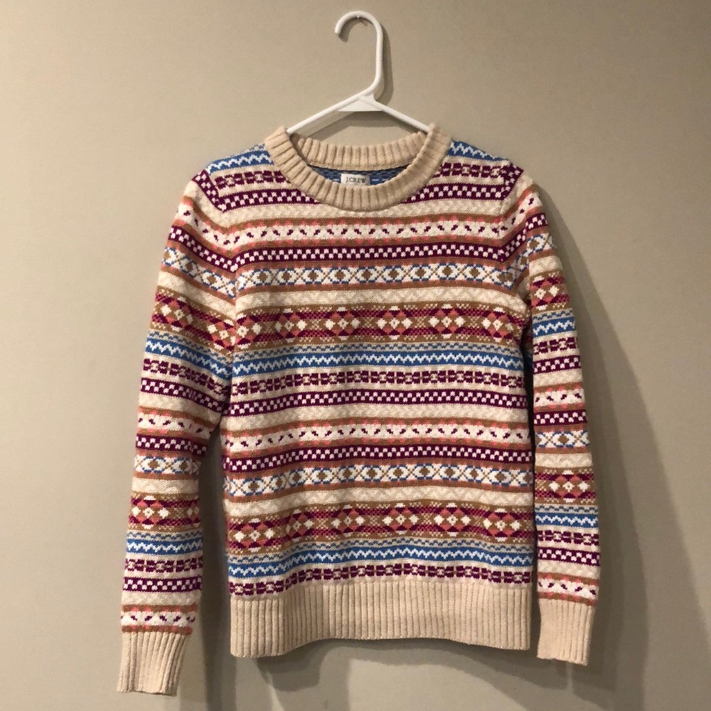 J. Crew Fair Isle Cotton Allover Sweater
